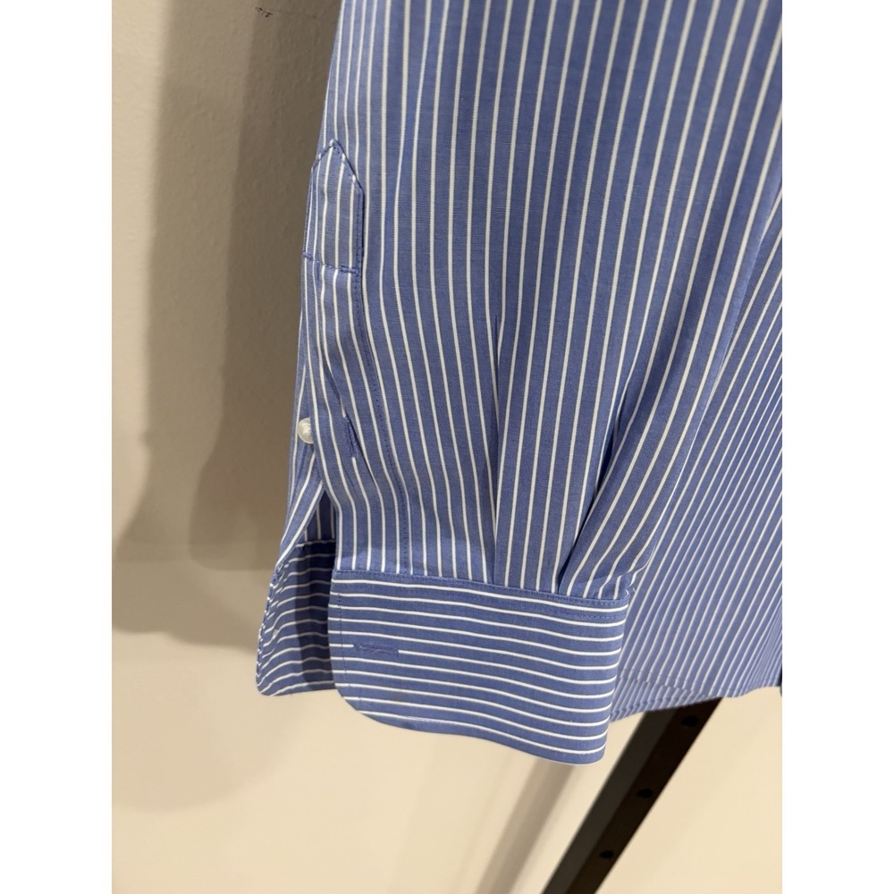 cutter & buck mens shirt button down blue white dress LARGE EUC A14 - Picture 2 of 5